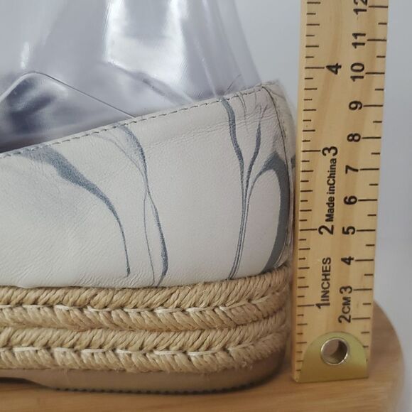 Naturalizer Thea Blue Marble Leather Espadrille Platform Shoes Size 7W - Picture 4 of 10